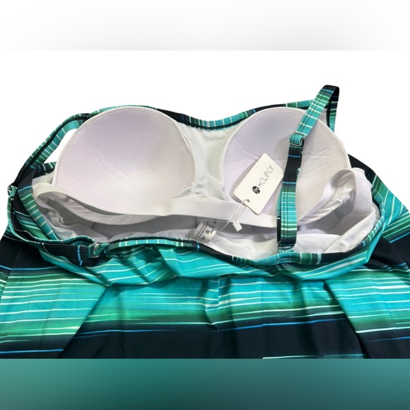 HOLIPICK womens modest plus size 20W banked scoop neck tankini swim top NWT - Picture 4 of 4